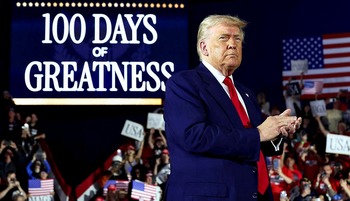 Un exultante Trump presume de 100 días de 