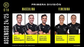 'Ascenso' para Galech Apezteguia, Guzmán Mansilla y Sesma Espinosa